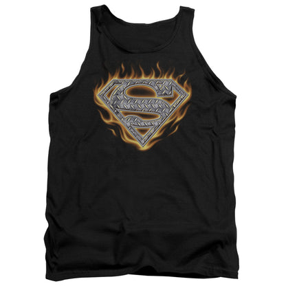 Superman Steel Fire Shield Mens Tank Top Shirt Black