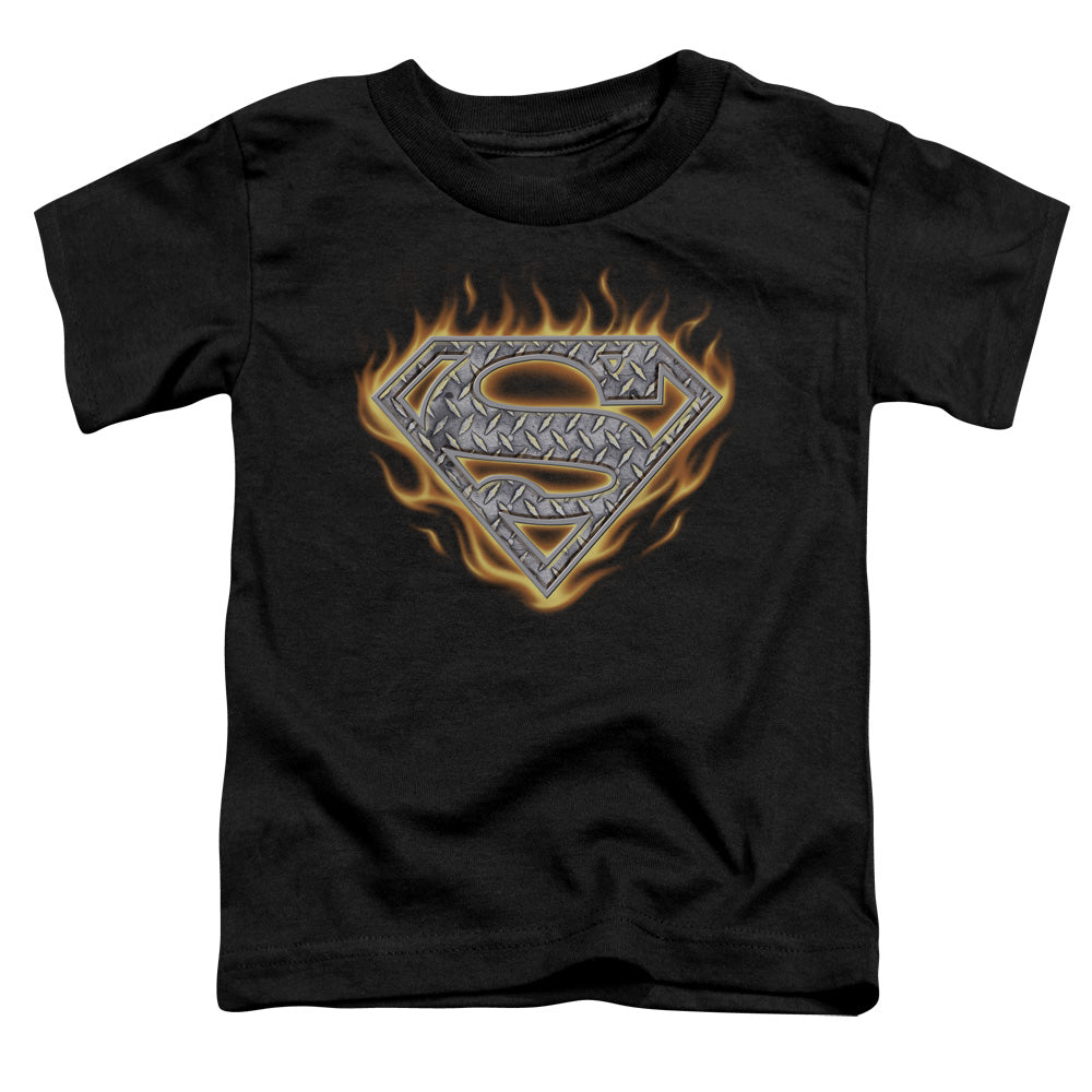 Superman Steel Fire Shield Toddler Kids Youth T Shirt Black