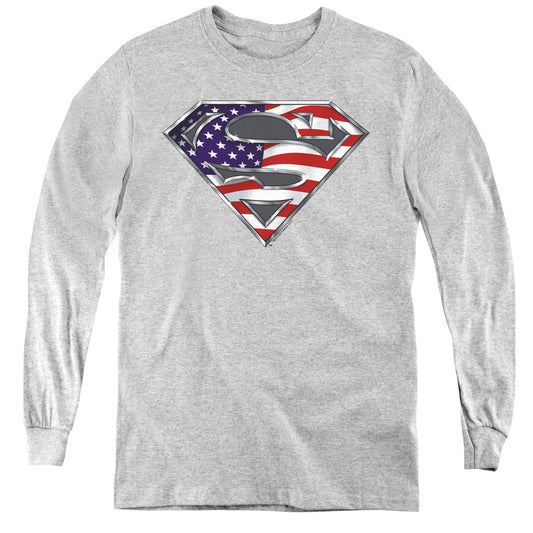 Superman All Long Sleeve Kids Youth T Shirt Athletic Heather