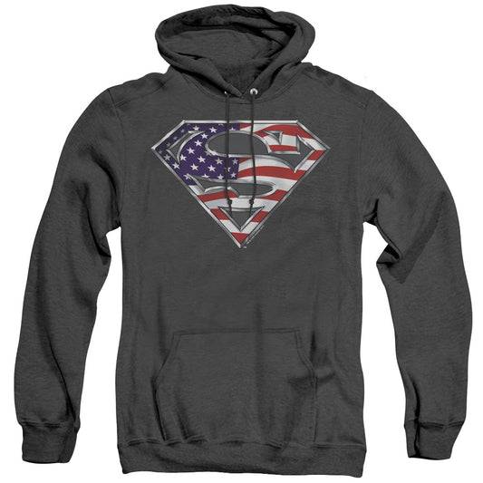 Superman All American Shield Mens Heather Hoodie Black