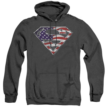 Superman All American Shield Mens Heather Hoodie Black