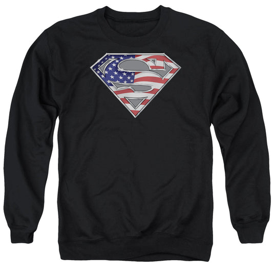 Superman All American Shield Mens Crewneck Sweatshirt Black