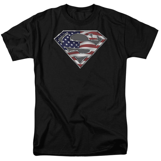 Superman All American Shield Mens T Shirt Black 