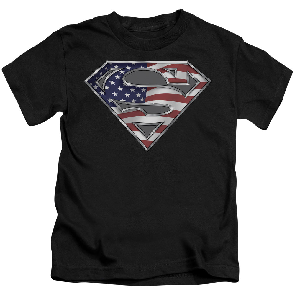 Superman All American Shield Juvenile Kids Youth T Shirt Black