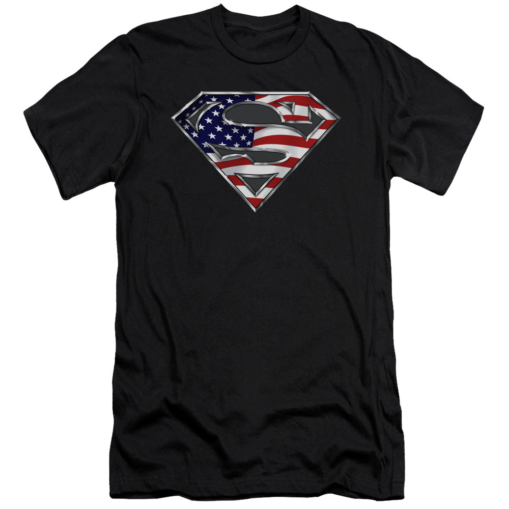 Superman All American Shield Premium Bella Canvas Slim Fit Mens T Shirt Black