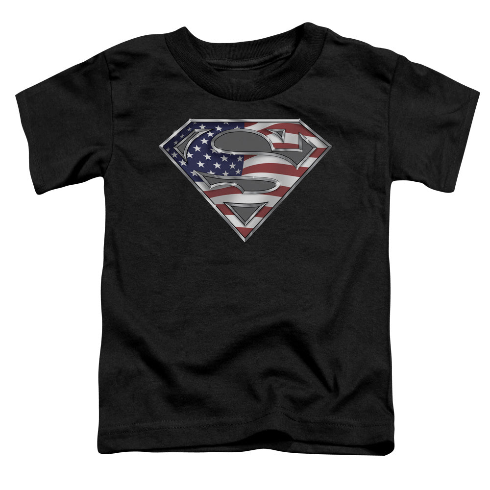 Superman All American Shield Toddler Kids Youth T Shirt Black