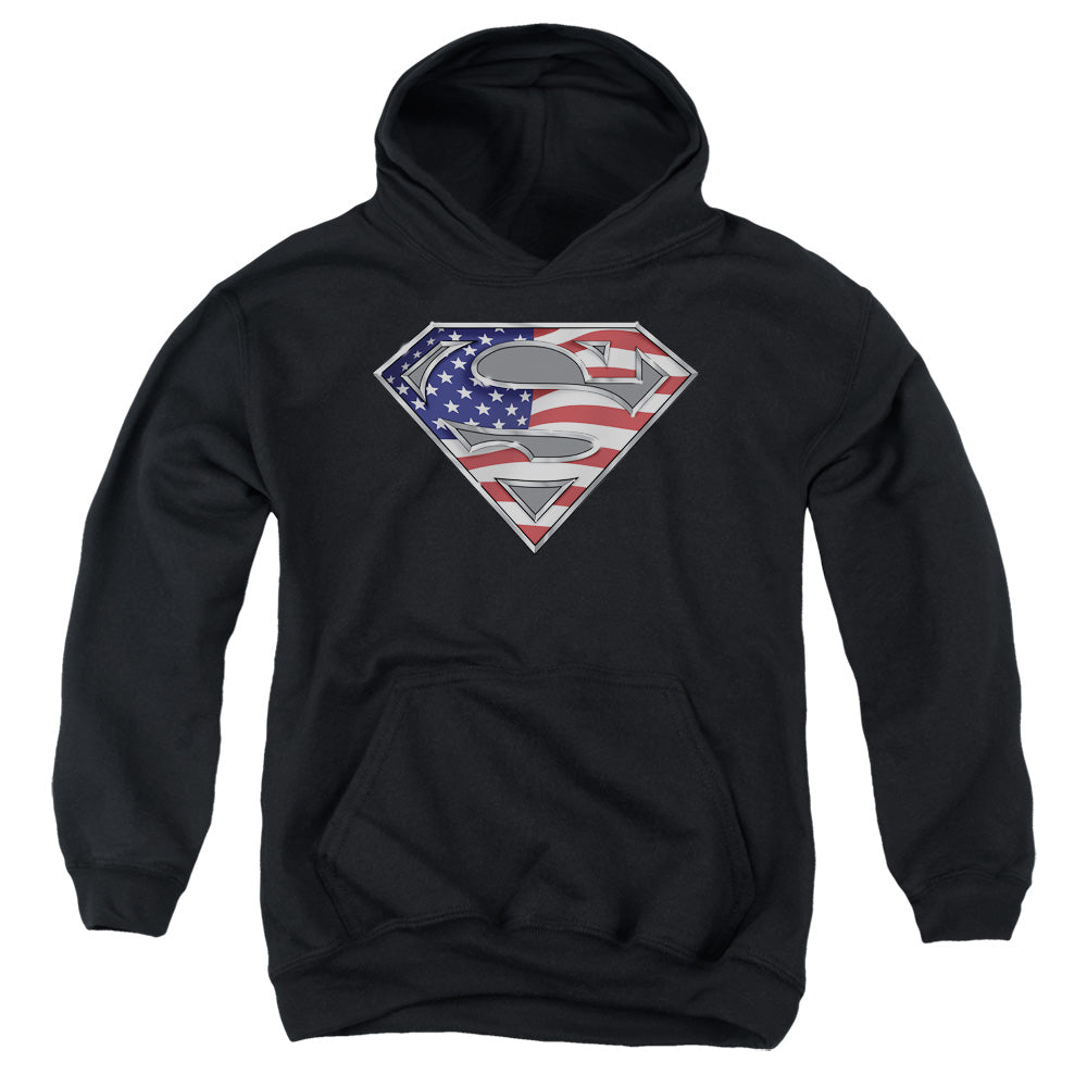 Superman All American Shield Kids Youth Hoodie Black