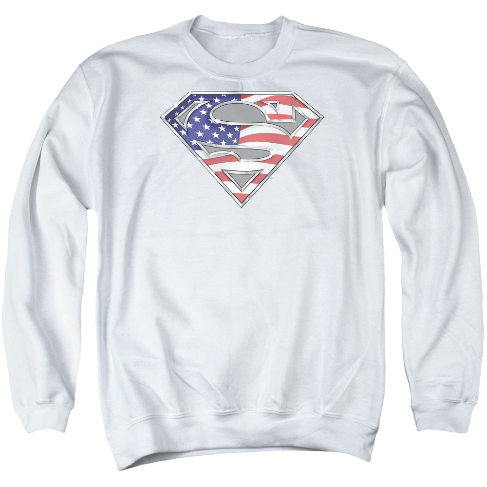 Superman All American Shield Mens Crewneck Sweatshirt White