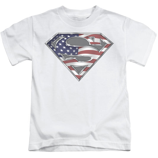 Superman All American Shield Juvenile Kids Youth T Shirt White