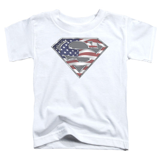 Superman All American Shield Toddler Kids Youth T Shirt White