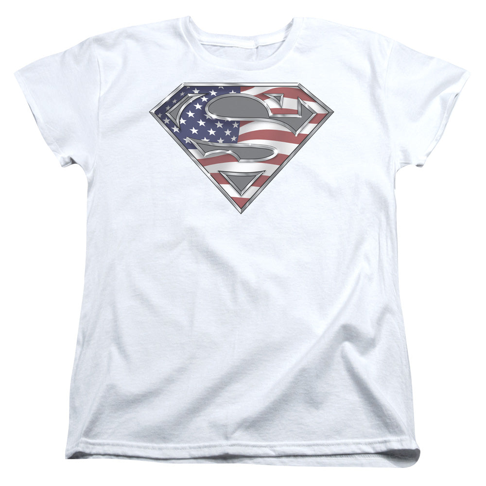 Superman All American Shield Womens T Shirt White