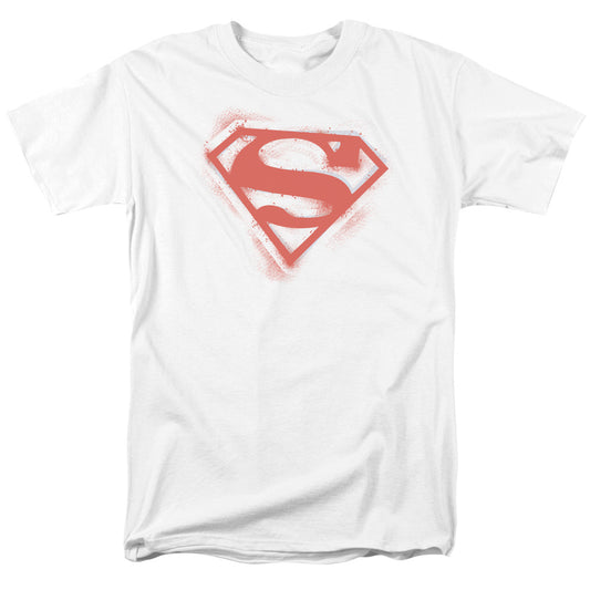 Superman Spray Paint Shield Mens T Shirt White