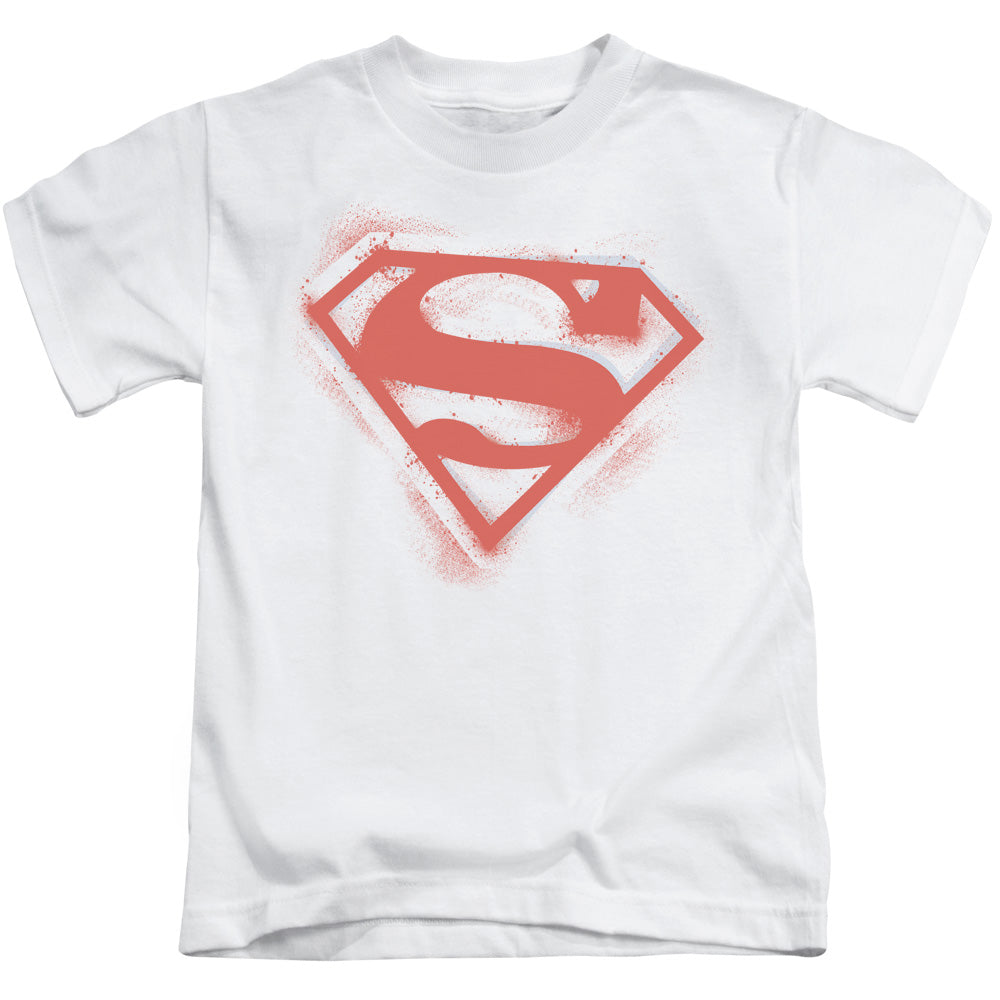 Superman Spray Paint Shield Juvenile Kids Youth T Shirt White