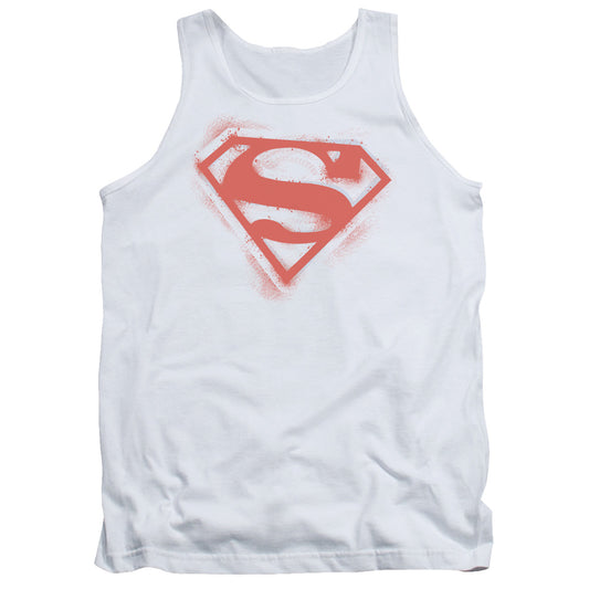 Superman Spray Paint Shield Mens Tank Top Shirt White