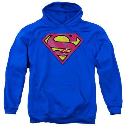 Superman Action Shield Mens Hoodie Royal Blue