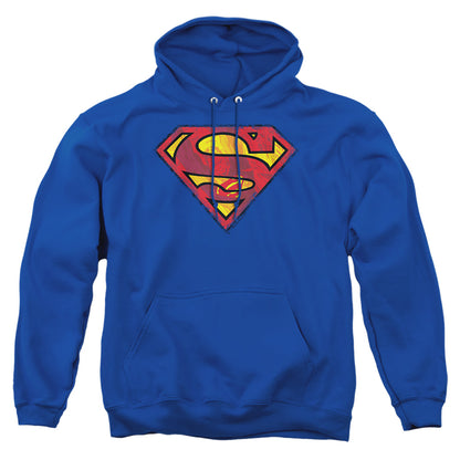 Superman Action Shield Mens Hoodie Royal Blue