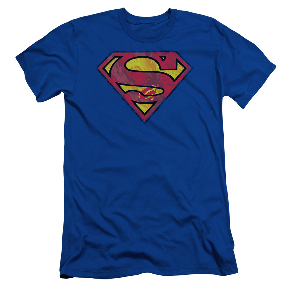 Superman Action Shield Slim Fit Mens T Shirt Royal Blue