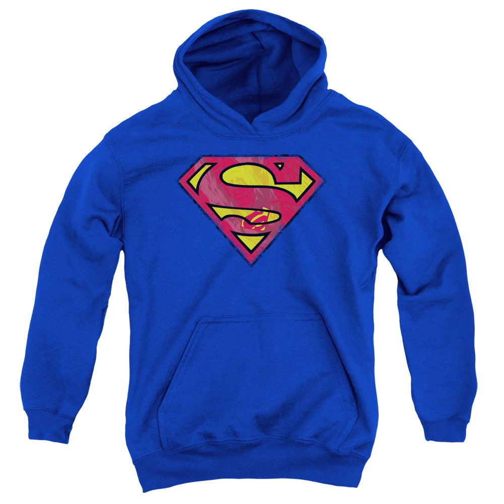 Superman Action Shield Kids Youth Hoodie Royal