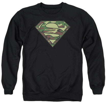 Superman Camo Logo Mens Crewneck Sweatshirt Black