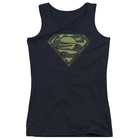 Superman Camo Logo Womens Tank Top Shirt Black