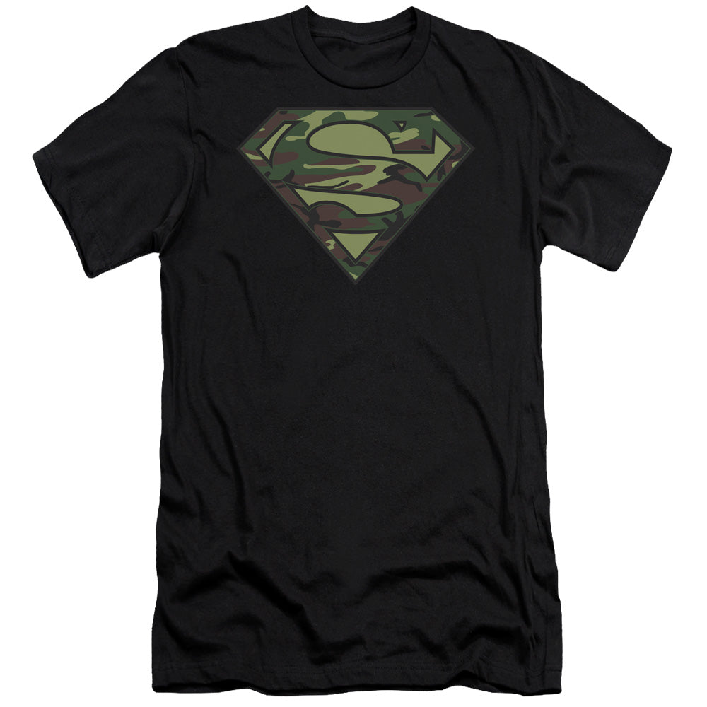 Superman Camo Logo Slim Fit Mens T Shirt Black