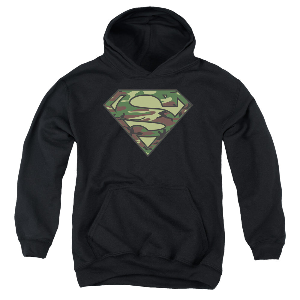 Superman Camo Logo Kids Youth Hoodie Black