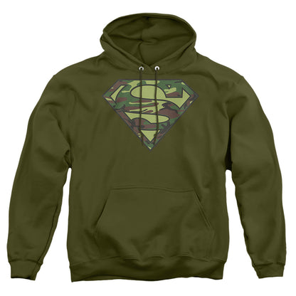 Superman Camo Logo Mens Hoodie Military Green