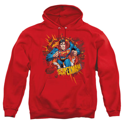 Superman Sorry About The Wall Mens Hoodie Red