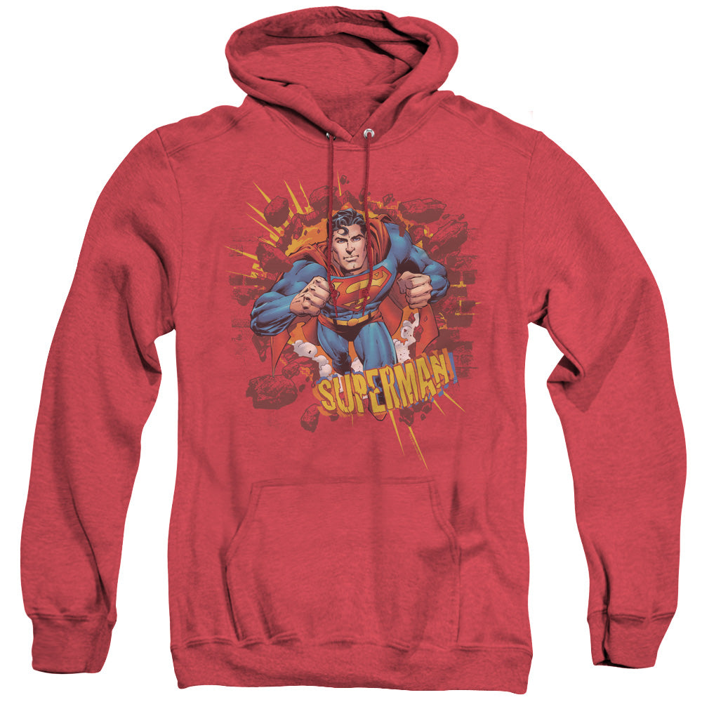 Superman Sorry About The Wall Mens Heather Hoodie Red