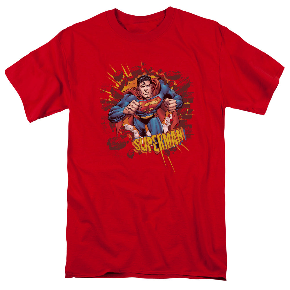 Superman Sorry About The Wall Mens T Shirt Red