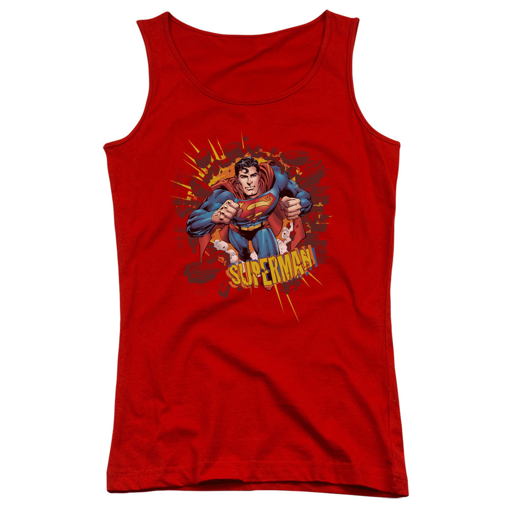 Superman Sorry About The Wall Womens Tank Top Shirt Red