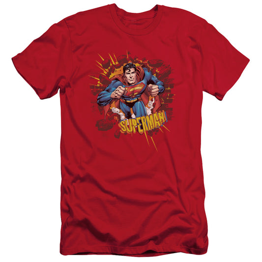 Superman Sorry About The Wall Slim Fit Mens T Shirt Red