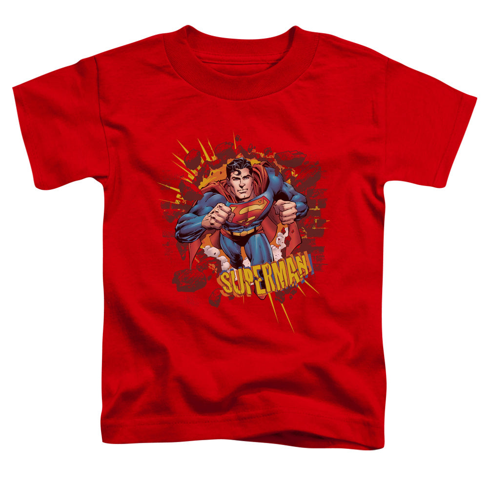 Superman Sorry About The Wall Toddler Kids Youth T Shirt Red