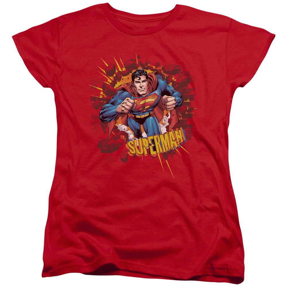 Superman Sorry About The Wall Womens T Shirt Red