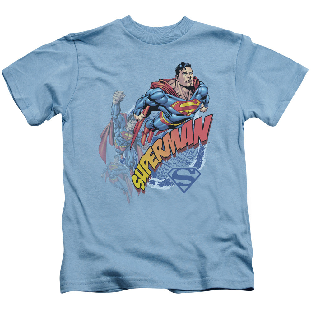 Superman Up Up And Away Juvenile Kids Youth T Shirt Carolina Blue