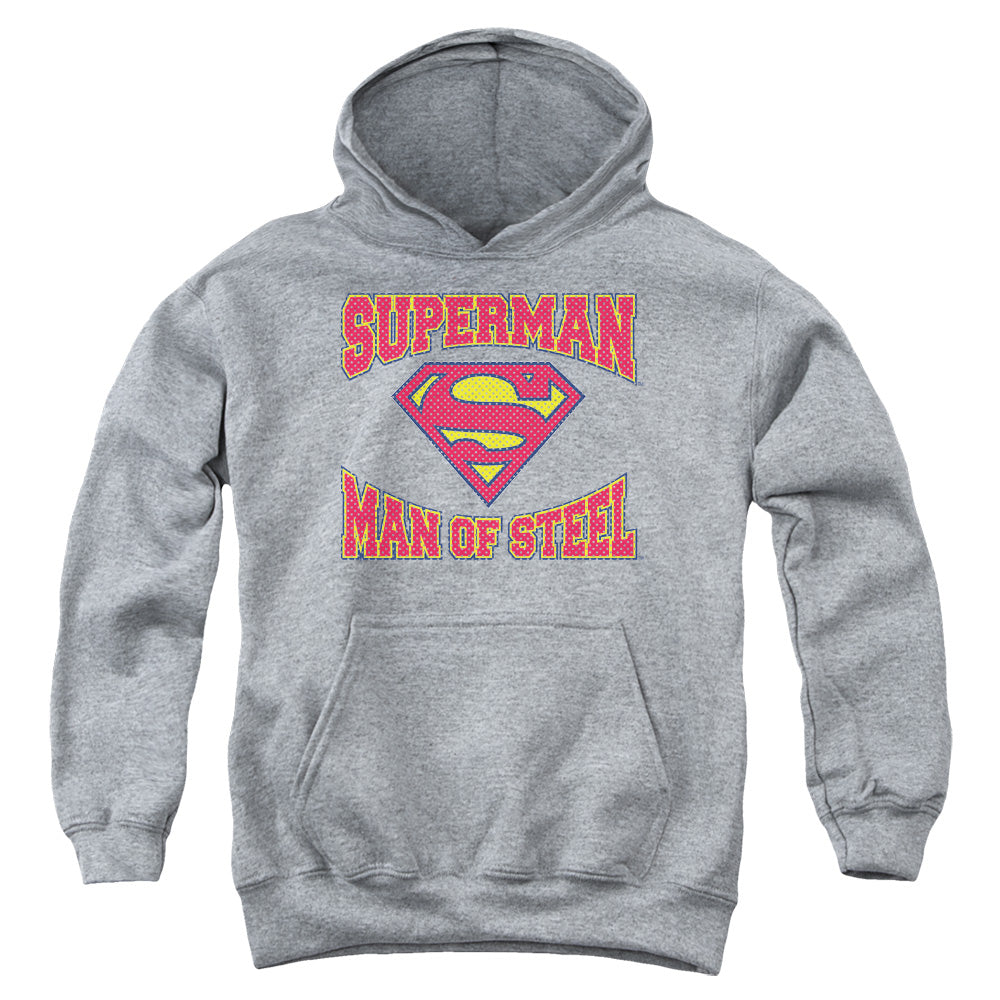 Superman Man Of Steel Jersey Kids Youth Hoodie Heather