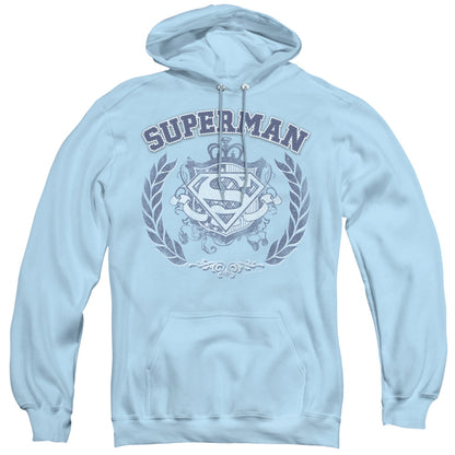 Superman Collegiate Crest Mens Hoodie Light Blue