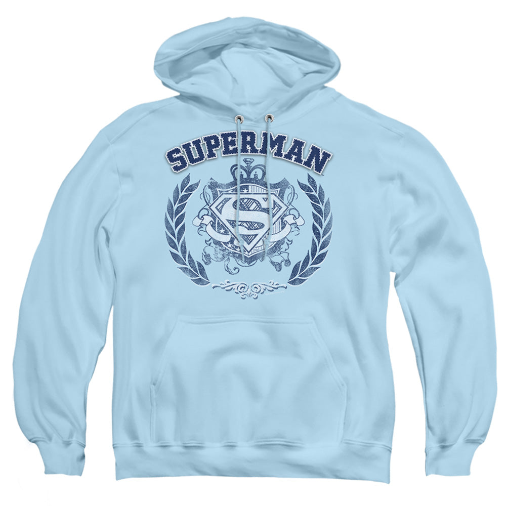 Superman Collegiate Crest Mens Hoodie Light Blue