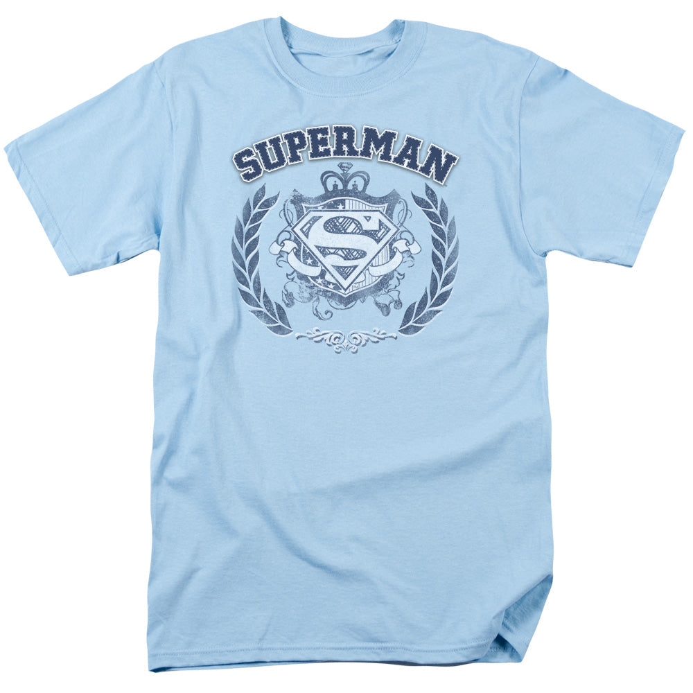 Superman Collegiate Crest Mens T Shirt Light Blue