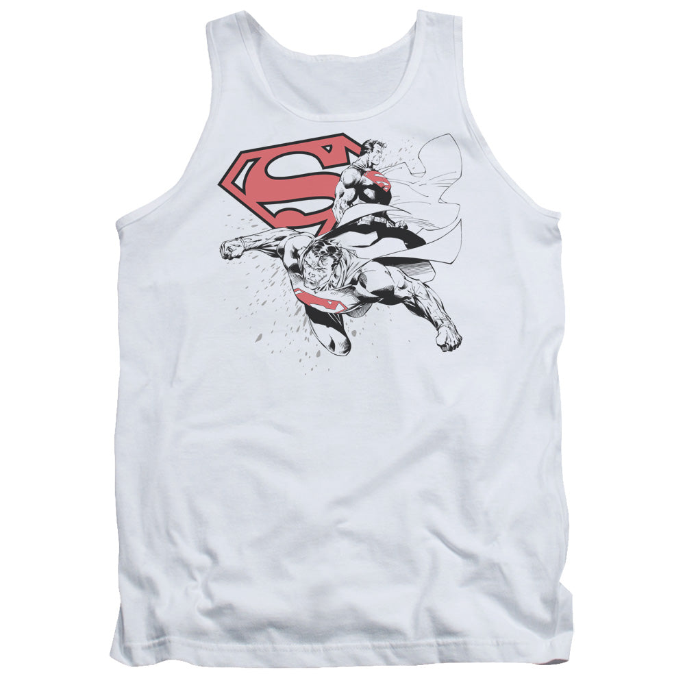 Superman Double The Power Mens Tank Top Shirt White