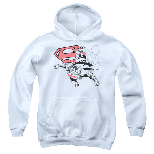 Superman Double The Power Kids Youth Hoodie White