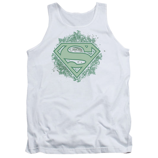 Superman Ornate Shield Mens Tank Top Shirt White