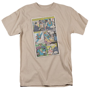 Superman Vintage Comic Mens T Shirt Sand