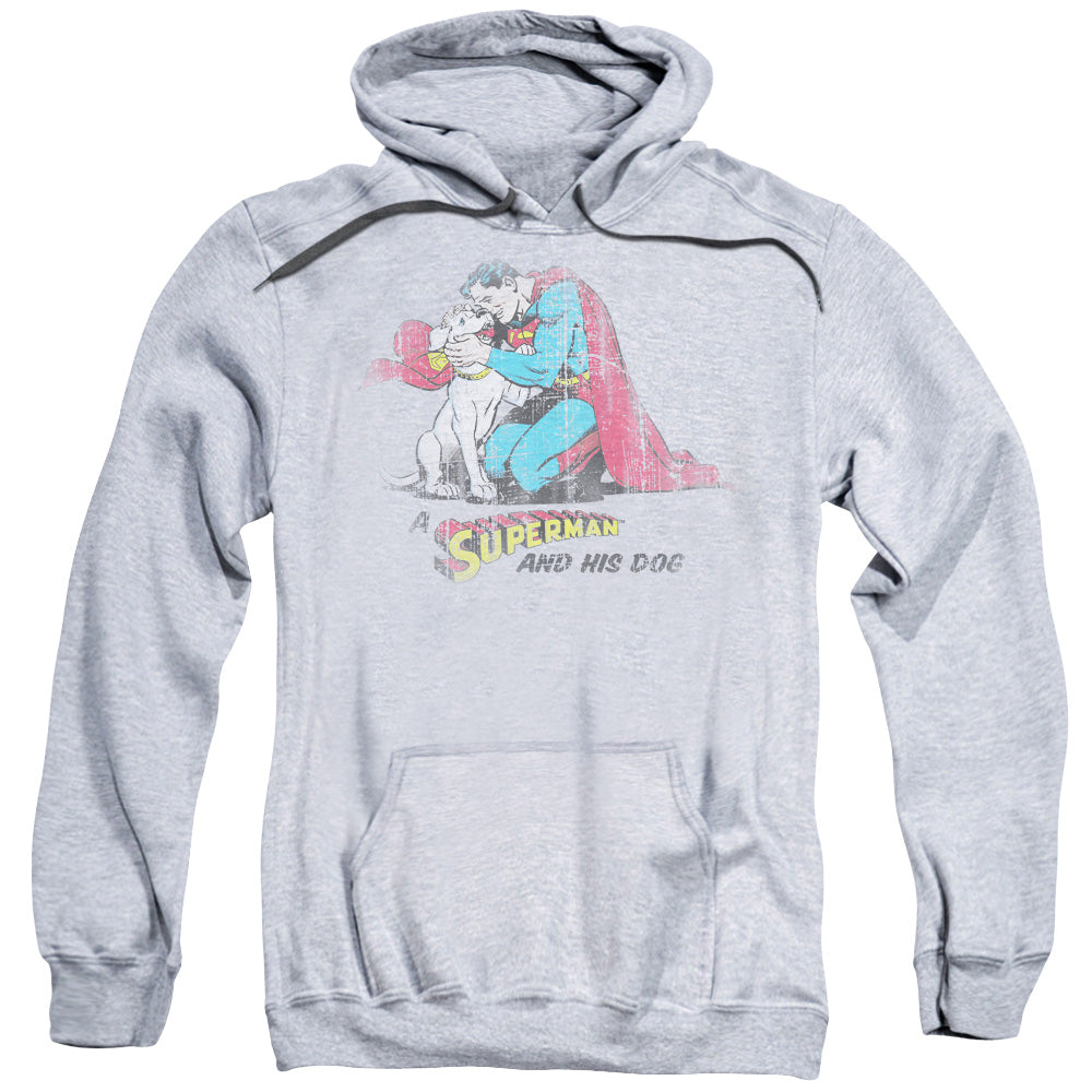 Superman And His Dog Mens Hoodie Athletic Heather