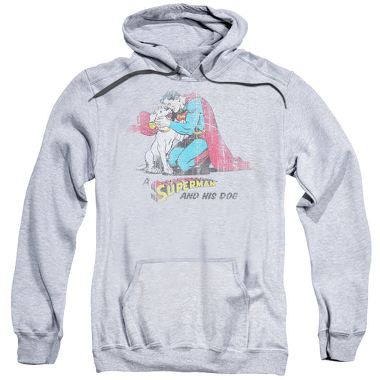 Superman And His Dog Mens Hoodie Athletic Heather