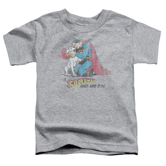 Superman And His Dog Toddler Kids Youth T Shirt Athletic Heather