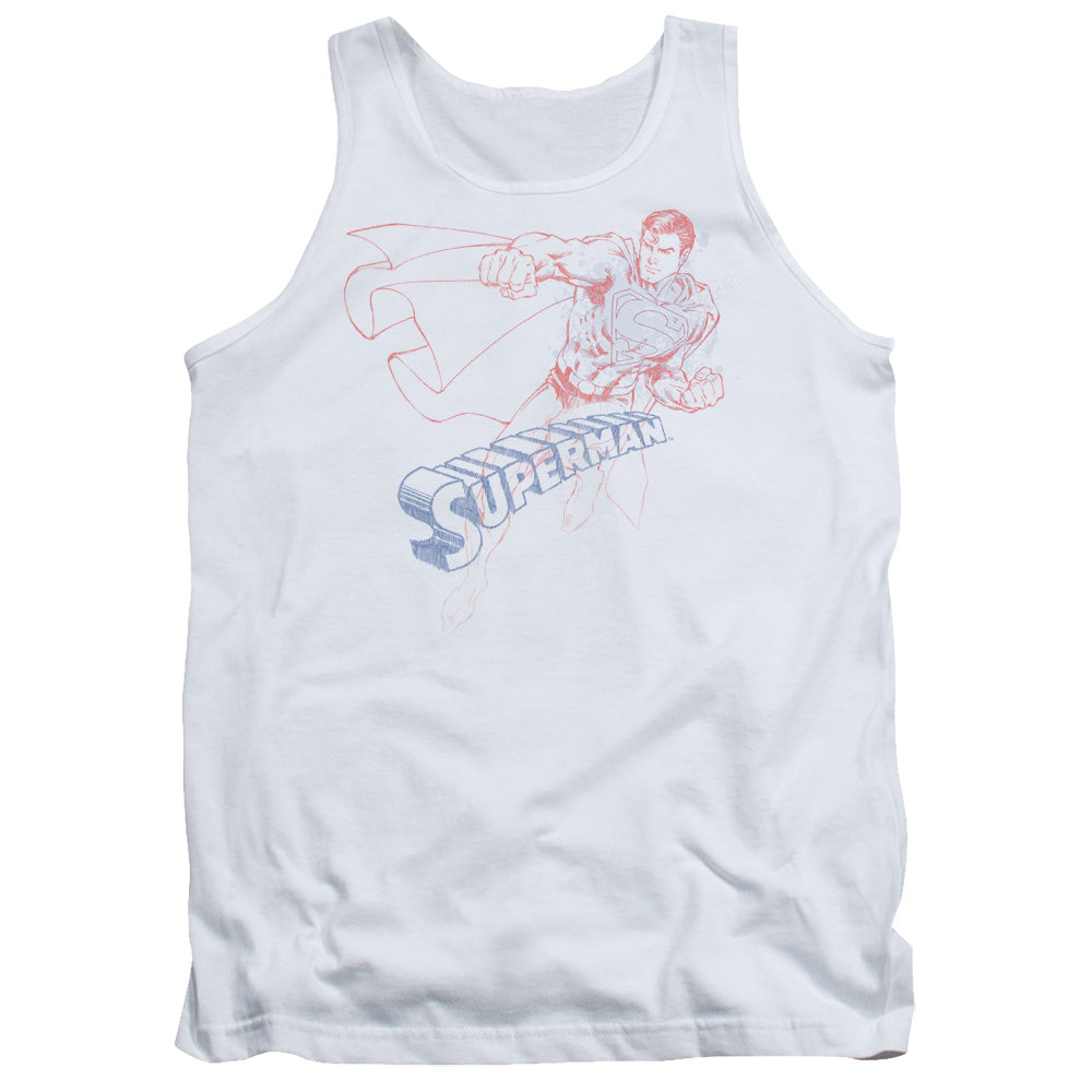 Superman Sketch Mens Tank Top Shirt White