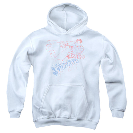 Superman Sketch Kids Youth Hoodie White