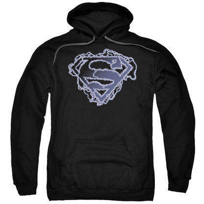 Superman Electric Supes Shield Mens Hoodie Black