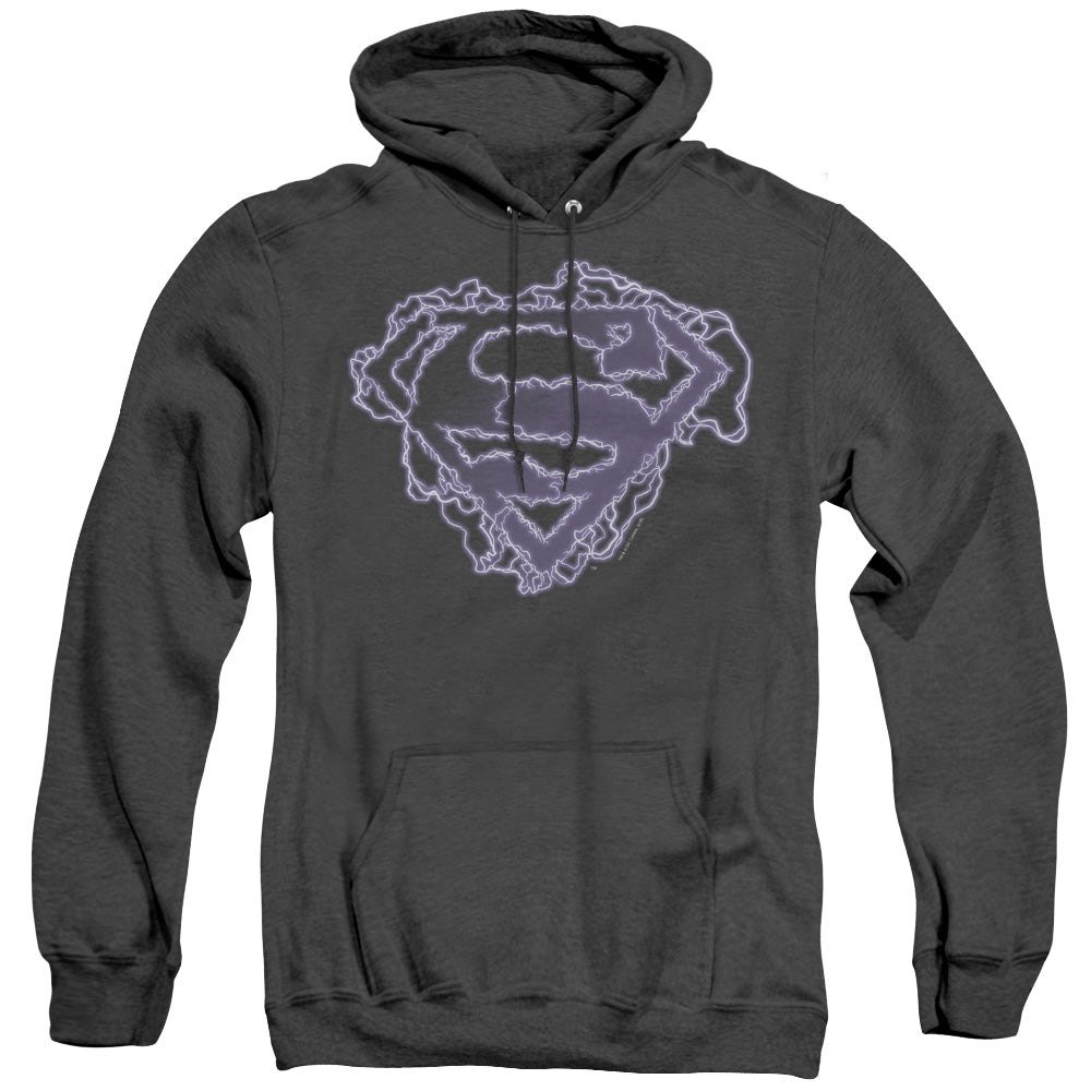 Superman Electric Supes Shield Mens Heather Hoodie Black